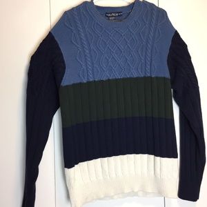 Mens Nautica Vintage 90s Color Block Knit Sweater